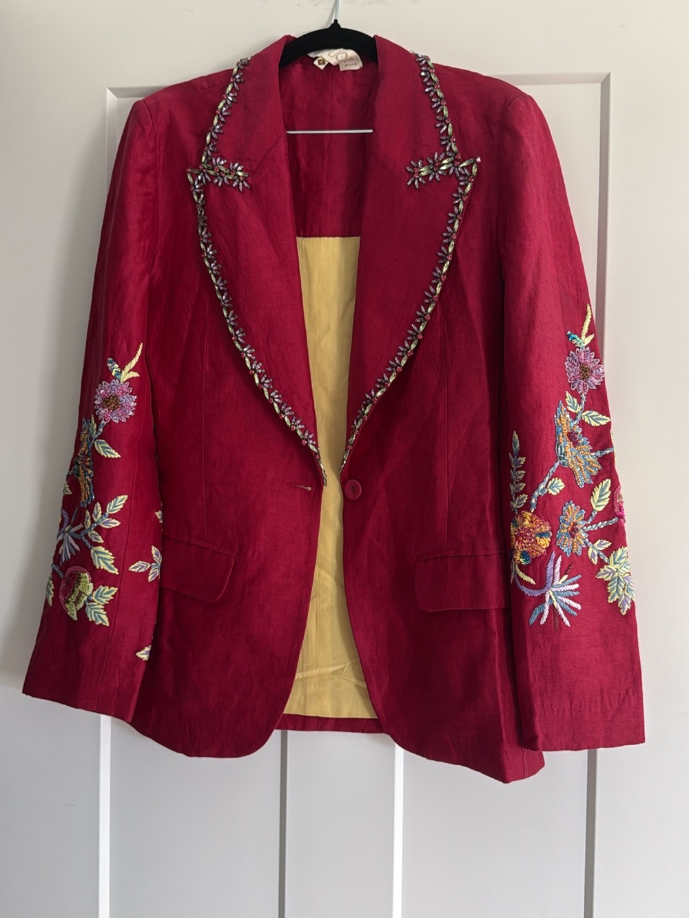 NWT LA FUORI Small Silk Jacket w/Handmade Floral Embellished Beading